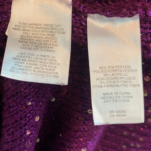ANNE KLEIN Women’s Purple Sweater with Gold Sequins - Picture 11 of 11